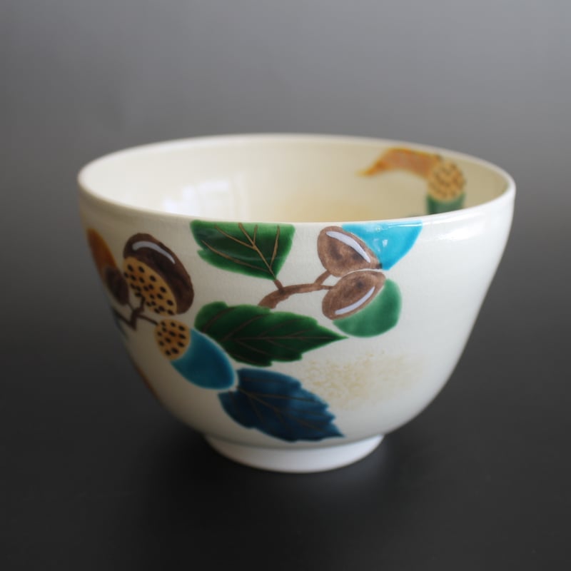 加藤永山 色絵団栗茶碗【茶道具／茶碗／秋／新作】 | 龍門堂