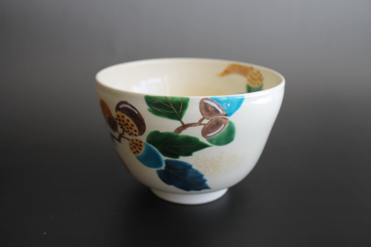加藤永山 色絵団栗茶碗【茶道具／茶碗／秋／新作】 | 龍門堂