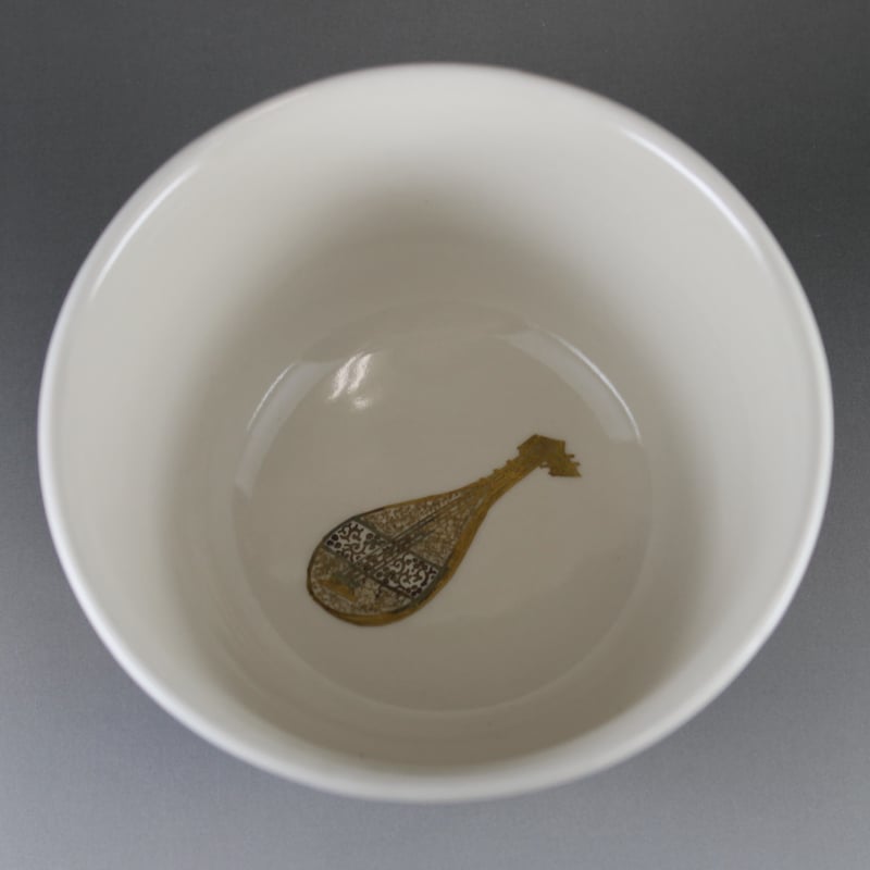 西村德泉 瑠璃釉琵琶文茶碗【茶道具／茶碗／桐箱入】 | 龍門堂