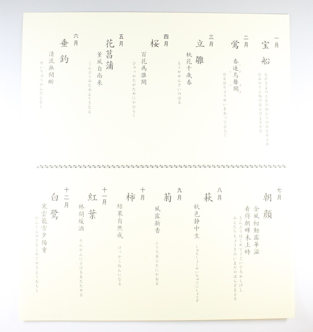 十二ヵ月色紙セット〈複製〉東福寺・西部文浄老師筆化粧箱入   龍門堂