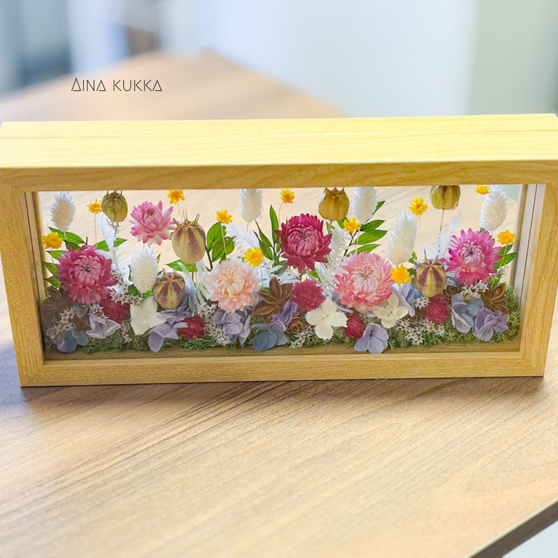 ガラスフレームアレンジL]アーリーサマーガーデン/ドライ