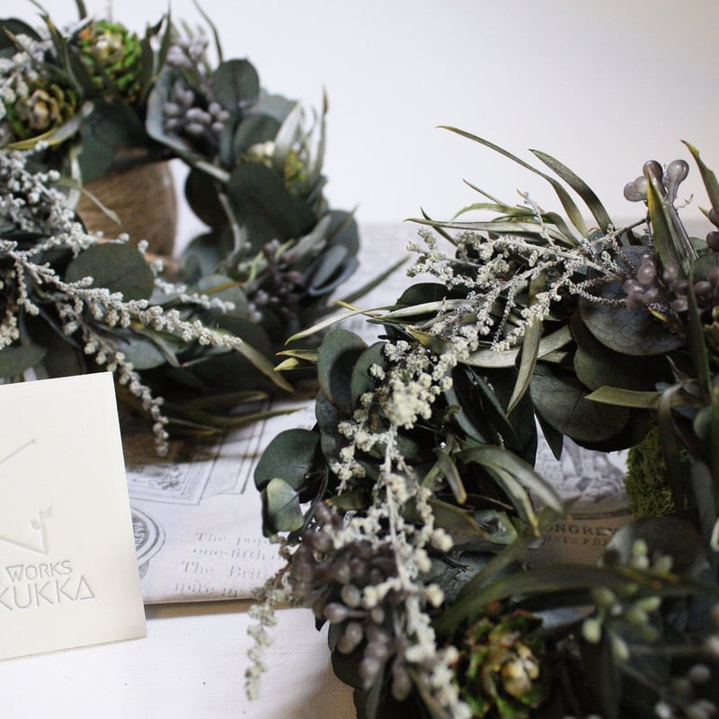 ミニリース] シルバーグリーン/プリザーブドフラワー | Flower works  