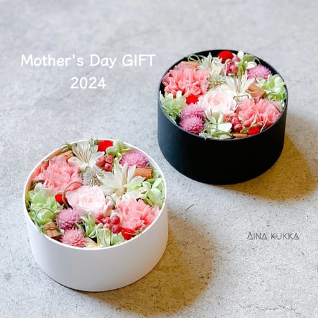 母の日[バラとカーネーションのフラワーボックス]カラー2種/プリザーブドフラワー