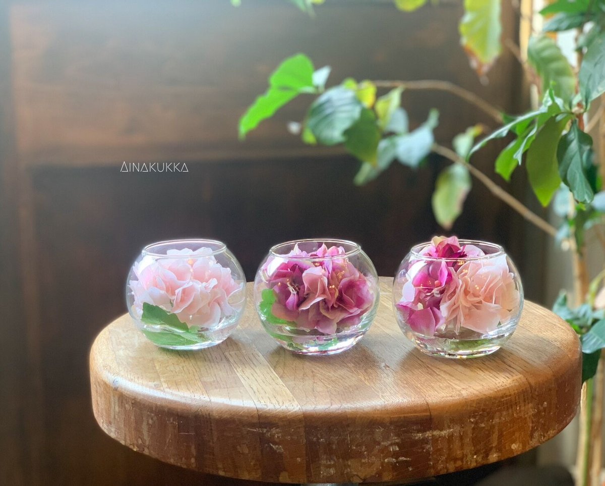 秋色紫陽花とルナリアのフライングボール☆フラワーボール☆紫陽花