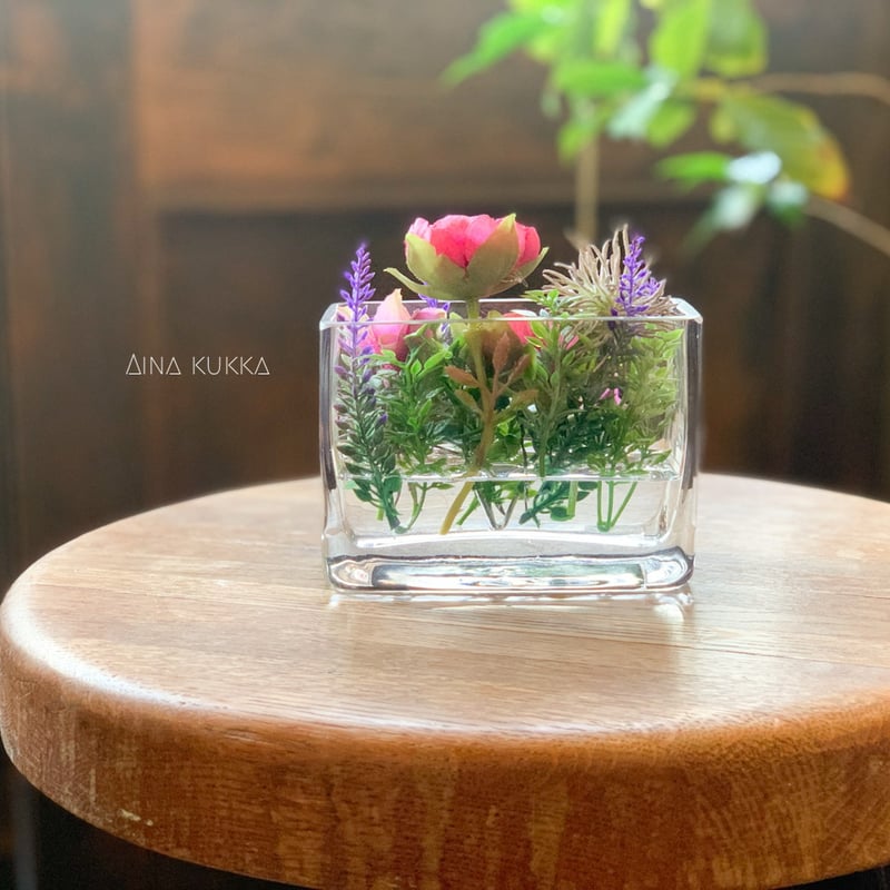 丸咲きバラのフェイクウォーターアレンジ] /アーティフィシャル