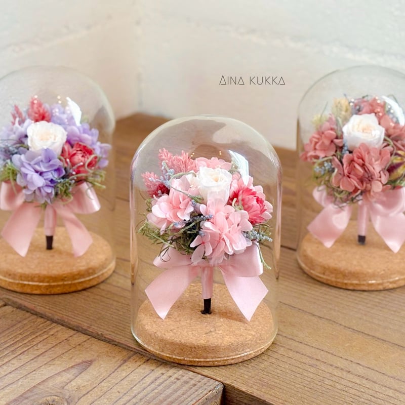 プリザーブドフラワー アレンジ ガラスボトル・ブーケアレンジ]カラー3種/プリザーブドフラワー