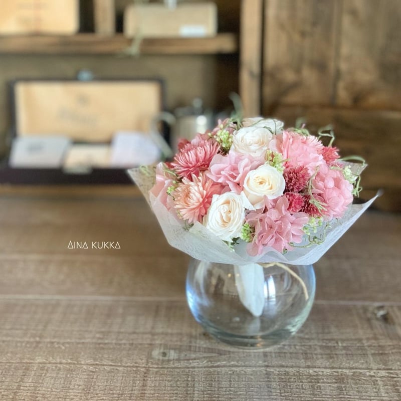 ミニブーケ/Lサイズ]ローズピンク/プリザーブドフラワー | Flower