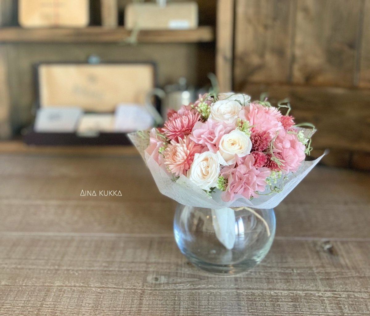 ミニブーケ/Lサイズ]ローズピンク/プリザーブドフラワー | Flower