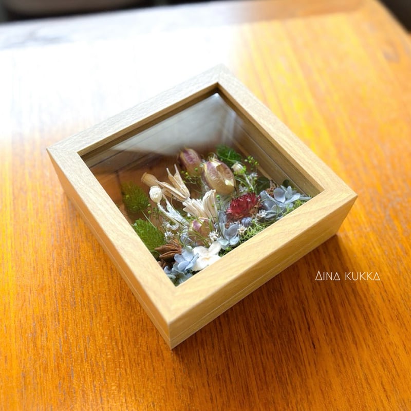 ガラスフレームアレンジ]アンティークガーデン/プリザーブド×ドライ