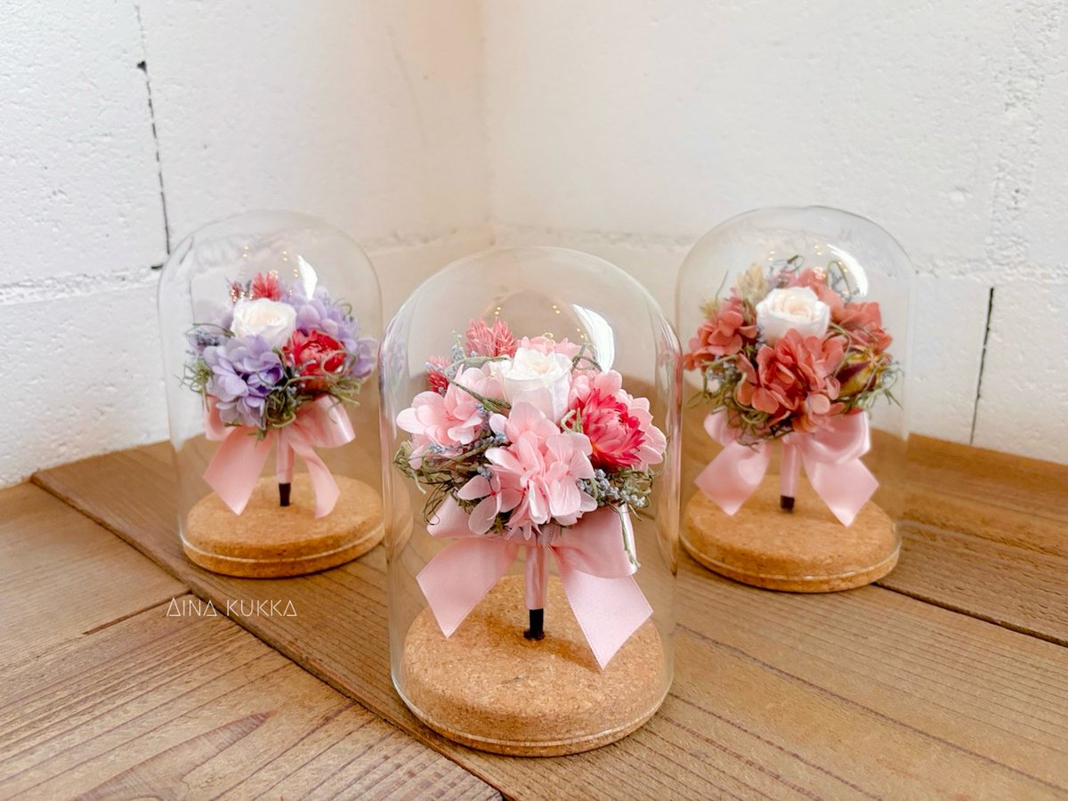 ガラスボトル・ブーケアレンジ]カラー3種/プリザーブドフラワー