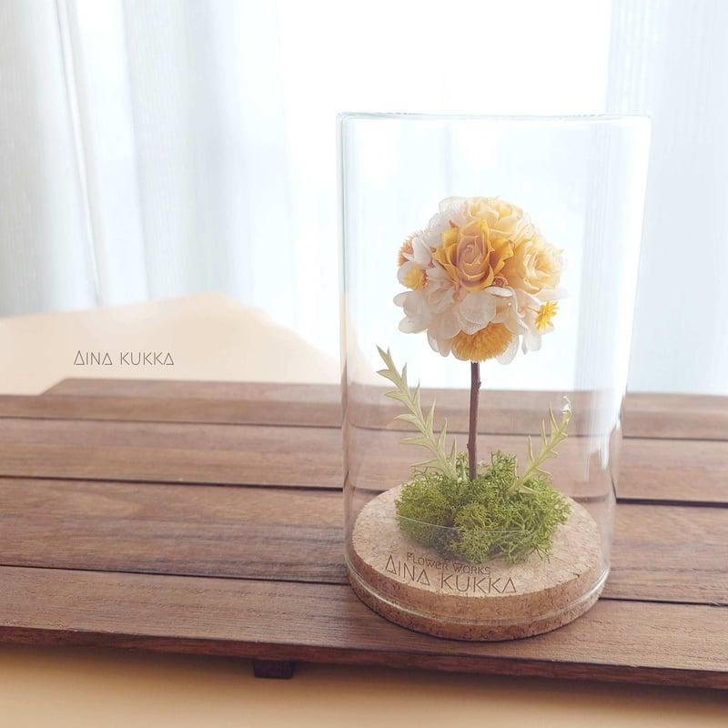 ボトルアレンジトピアリー]カラー2種/プリザーブドフラワー×ドライ