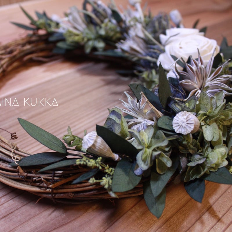 ハーフリース/L] ウォッシュホワイト×グリーン/ドライ・プリザーブド