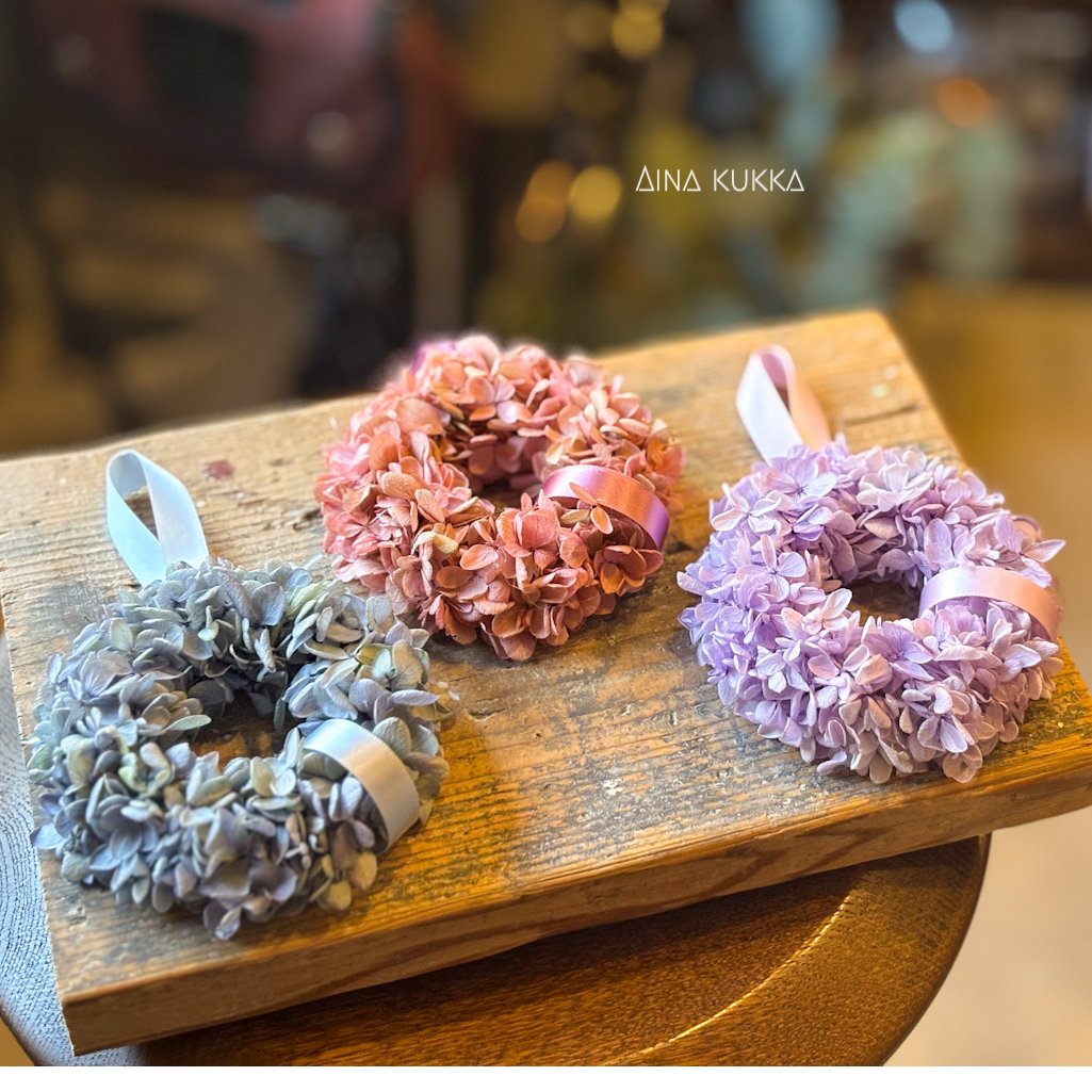 ミニリース。o○フラワーリース　プリザーブドフラワー　紫陽花　薔薇　珈琲染め 0fe265a61290ed0cb8c9f724d70668