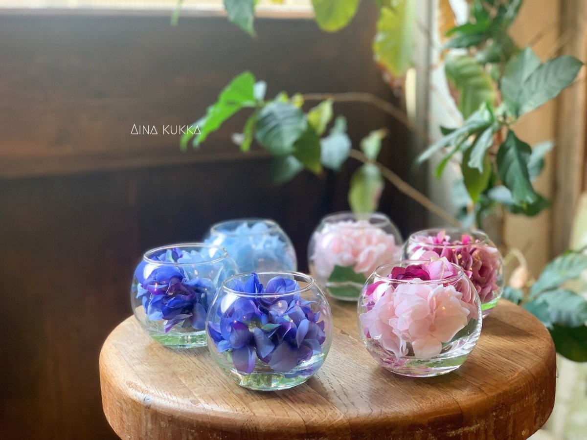 秋色紫陽花とルナリアのフライングボール☆フラワーボール☆紫陽花アレンジ 秋色紫陽花とルナリアのフライングボール☆フラワーボール