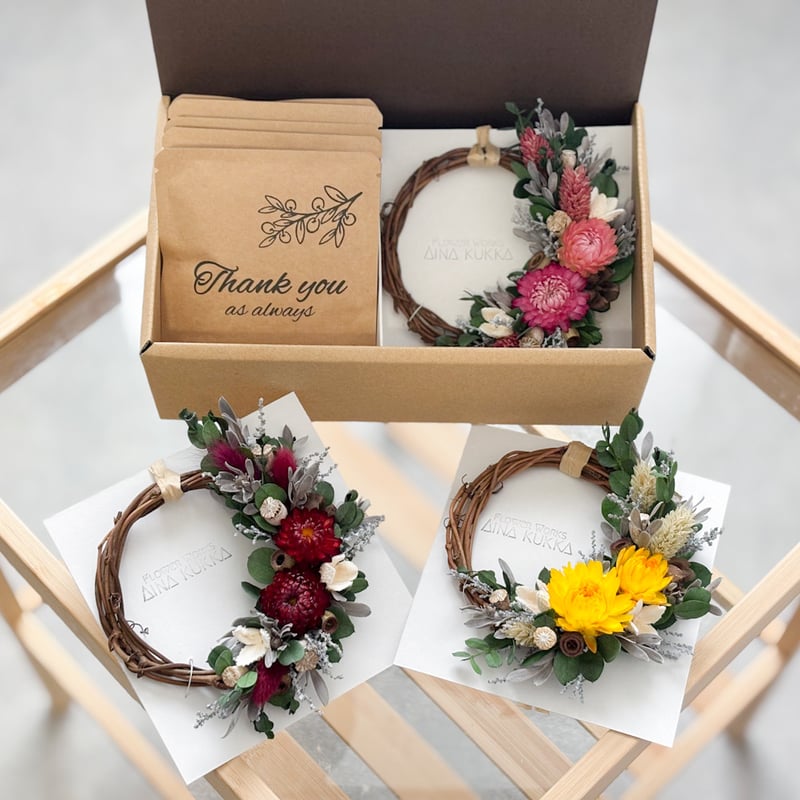 Flower ＆ Coffee SET]ミニリース+選べるメッセージドリップバック5個