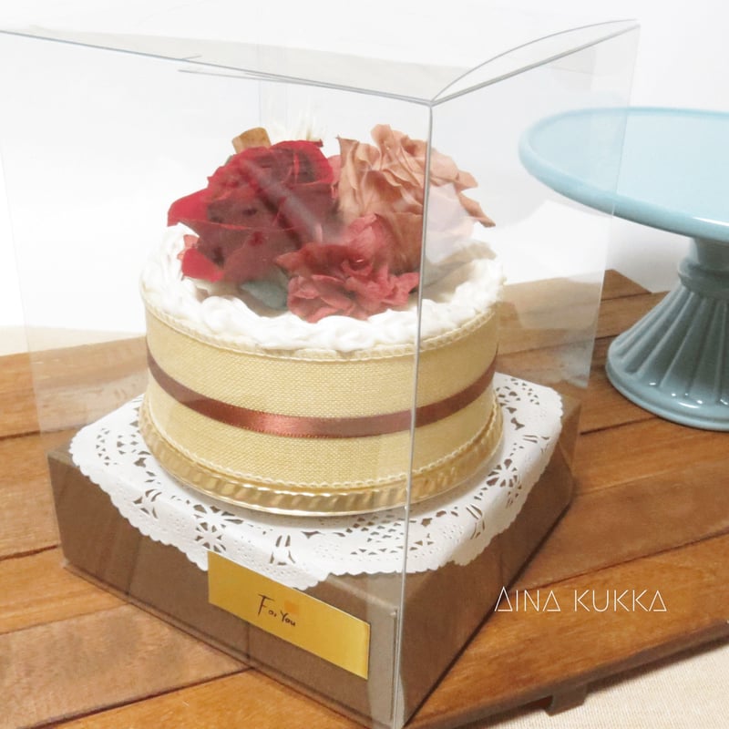フラワーケーキ]ワインレッド×カフェオレブラウン/プリザーブド