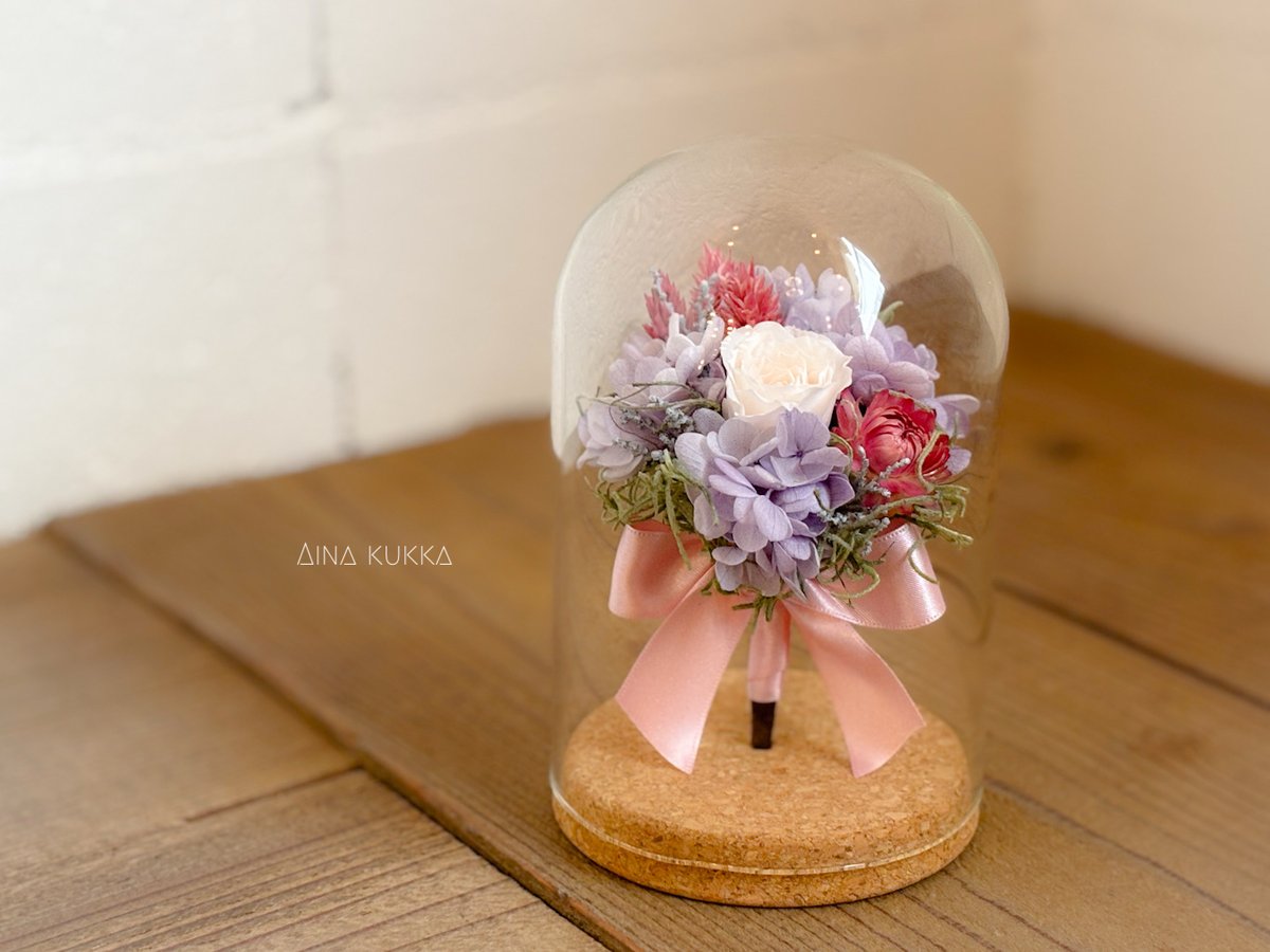 ガラスボトル・ブーケアレンジ]カラー3種/プリザーブドフラワー