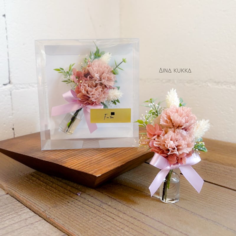 母の日[カーネーションのミニ花束ボトル]カラー3種/フェイクウォーター