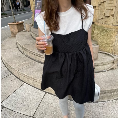 Cotton tuck sleeveless (White)