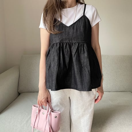 Denim flare camisole(Black)