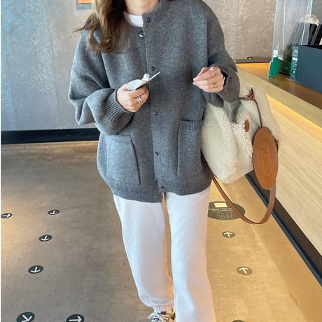 Double pocket cardigan (Gray)