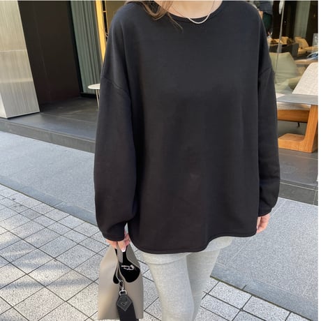 Sideslit long t-shirts(Black)