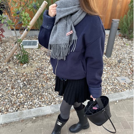 2way wool short coat (Navy)