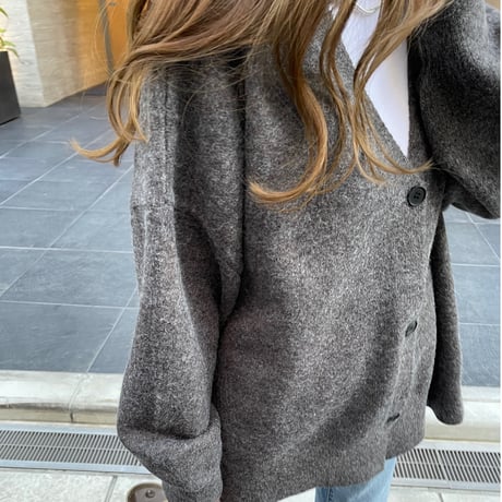 Side slit over cardigan(Charcoal gray)