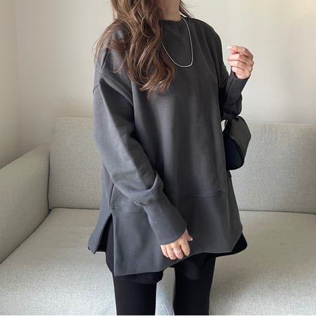 Slit design sweat(Charcoal gray)