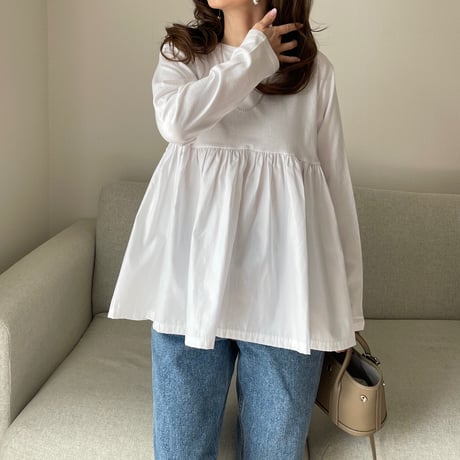 Flare gather tops(White)