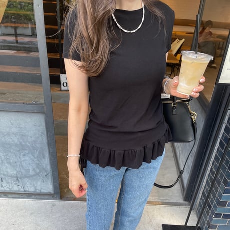 Frill rib tops(Black)