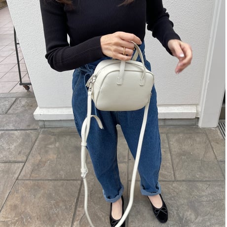 Leather mini square bag(Ivory)
