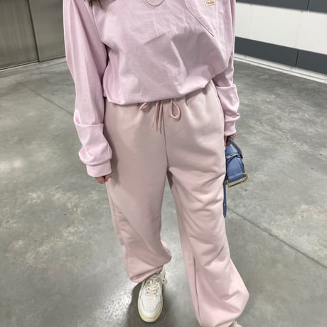 Heart pocket sweat pants(Pink)
