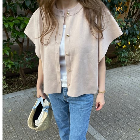 Knit cape cardigan(Beige)