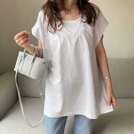 V-neck sweat vest(Light gray)