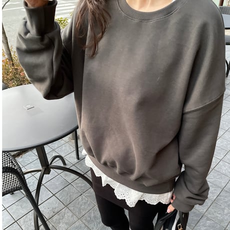 Layered lace sweat(Charcoal gray)