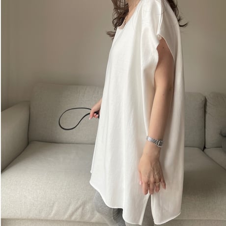 Cutoff sweat mini onepiece(White)