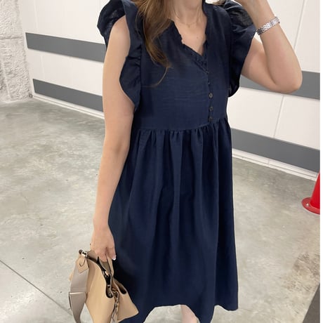 Sholder frill long onepiece