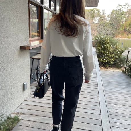 Heart pocket long t-shirts(White)