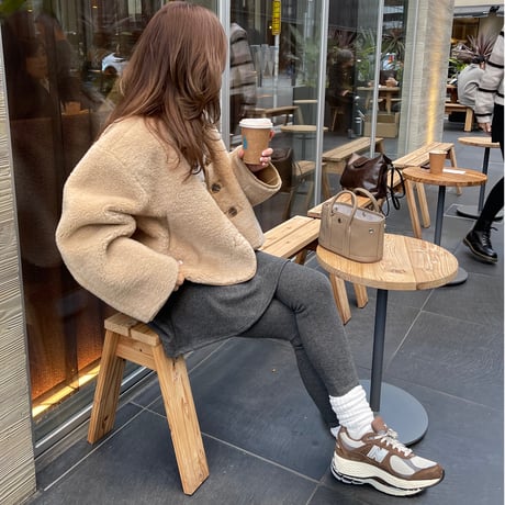 Boa cocoon sleeve jacket(Camel)