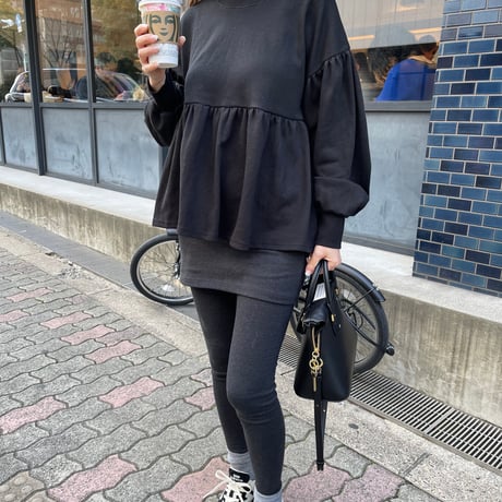 Balloon sleeve pullover (Black)