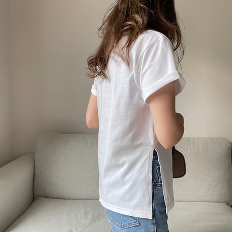 Slit t-shirts(White)