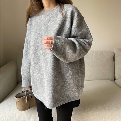 Over size wool knit(Gray)