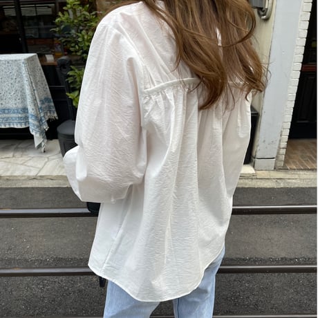 Gather tuck blouse(White)