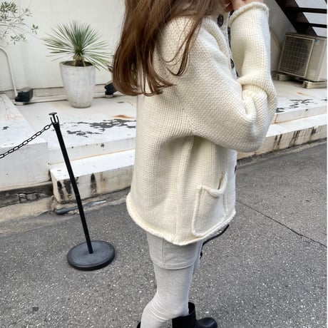 Stand collar volume cardigan(Ivory)