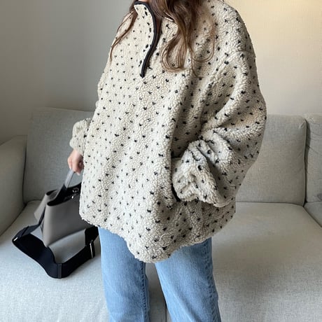 Dot boa outer (Beige)