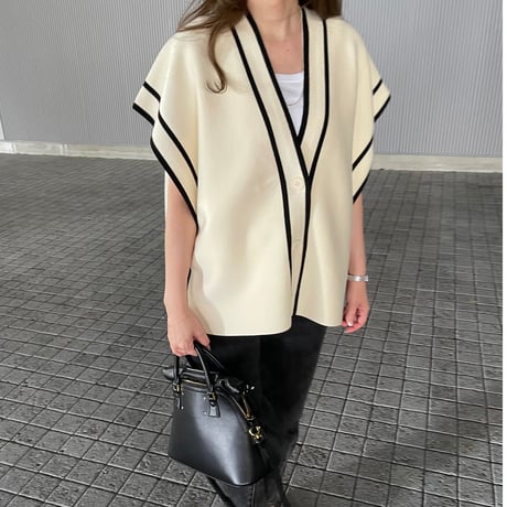 Piping knit cardigan(Ivory)