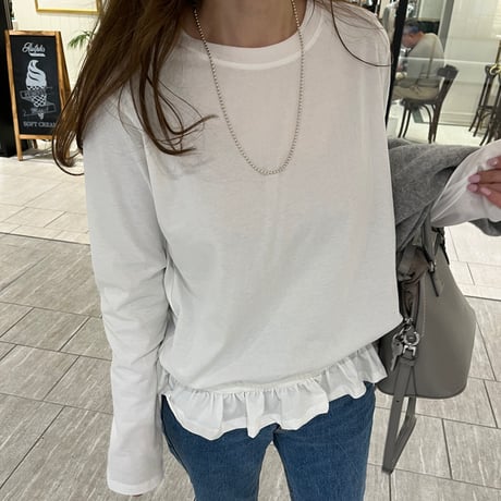 Frill gather cutsew(White)