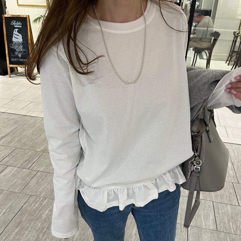 Frill gather cutsew(White) | K