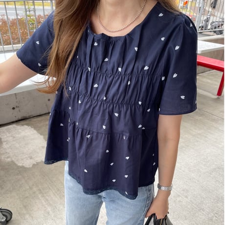 Shirring heart tops